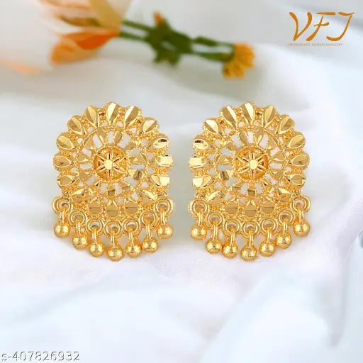 Studs Earrings VFJ Traditional wear Screw Back alloy 1Gram Gold Plated Stud Earring for Women and Girls -(Sales Package- 1 Pair Earring)