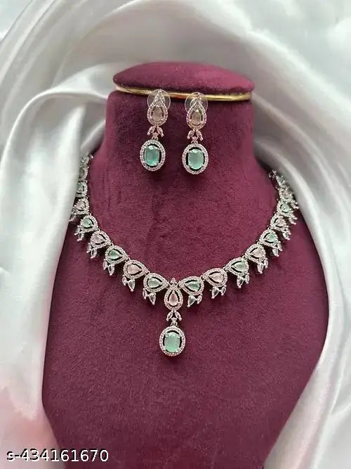 Rainbow Radiance American Diamond Jewelry Set-NK4