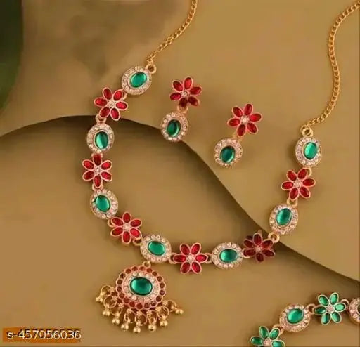 jewellery(Gold Plated Green-Pink Diamond),choker,necklace,jewellery set,indian wedding jewellery set,Maangalyam/Murukku,south,indian,maharastrian,highquality set for women girls