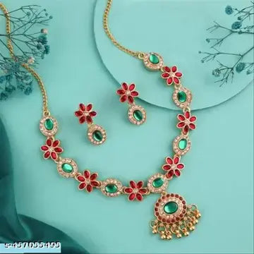 jewellery(Gold Plated Green-Pink Diamond),choker,necklace,jewellery set,indian wedding jewellery set,Maangalyam/Murukku,south,indian,maharastrian,highquality set for women girls