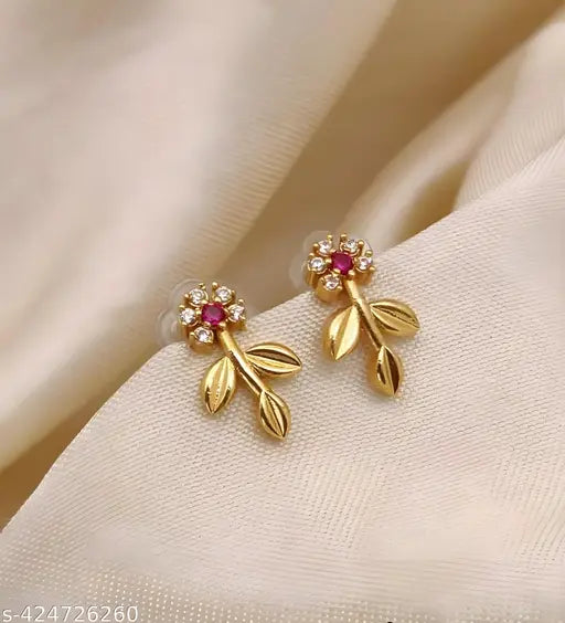 Micro gold plated ad diaomnd studder daily wear flower earring for girls