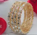 Panini Gold Plated 4 Pic Kundan Bangles Set