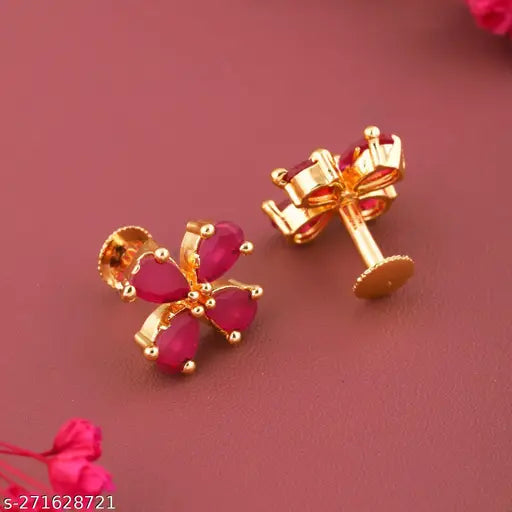VR Fashion HUB American Dimond Alloy Gold Plated Traditional Stud Earring For Women and Girls